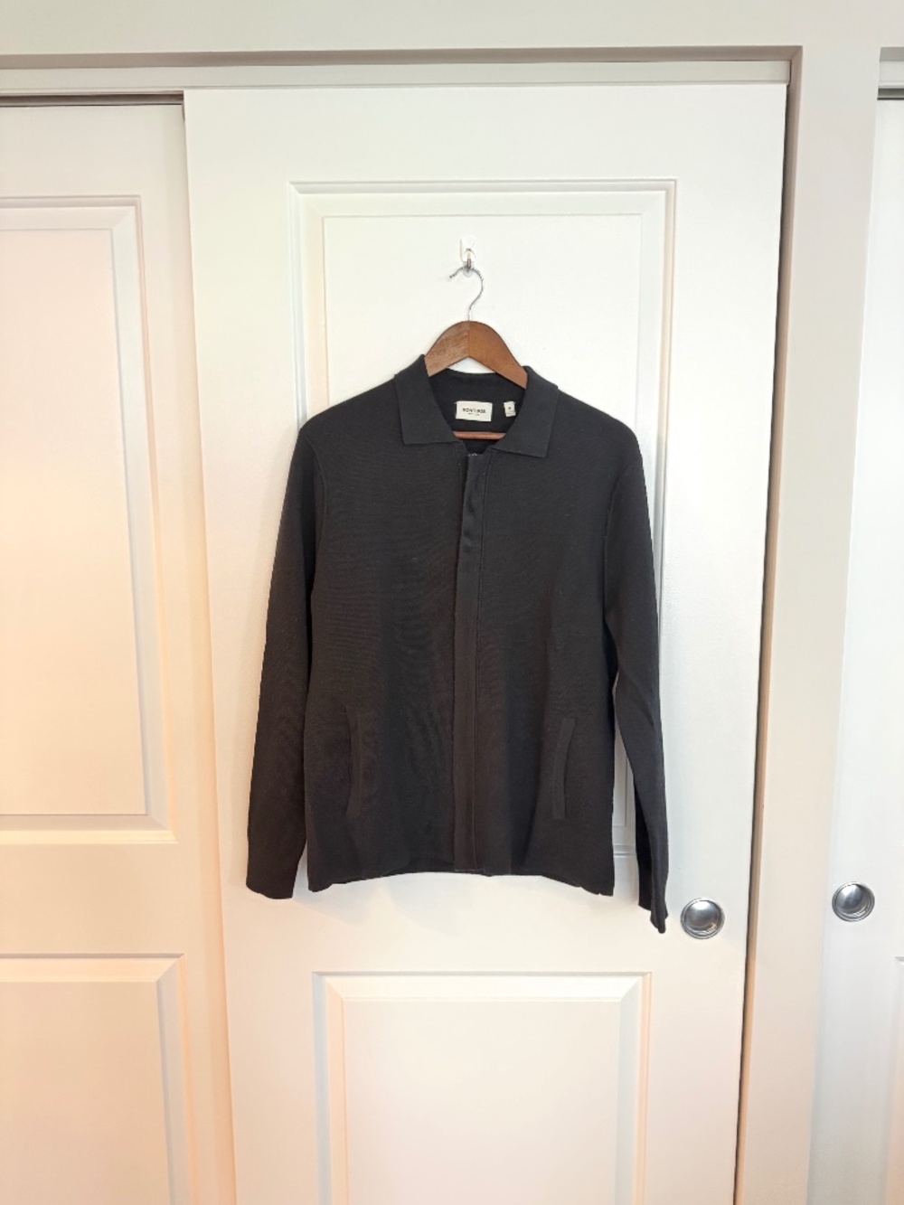 Bonobos Merino Sweater Bomber Men’s Medium Black 100% Extra Fine Merino Wool